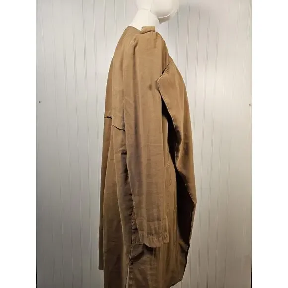 Elodie Drape Collar Long Duster Women's Size XS Brown Rayon - Picture 3 of 9